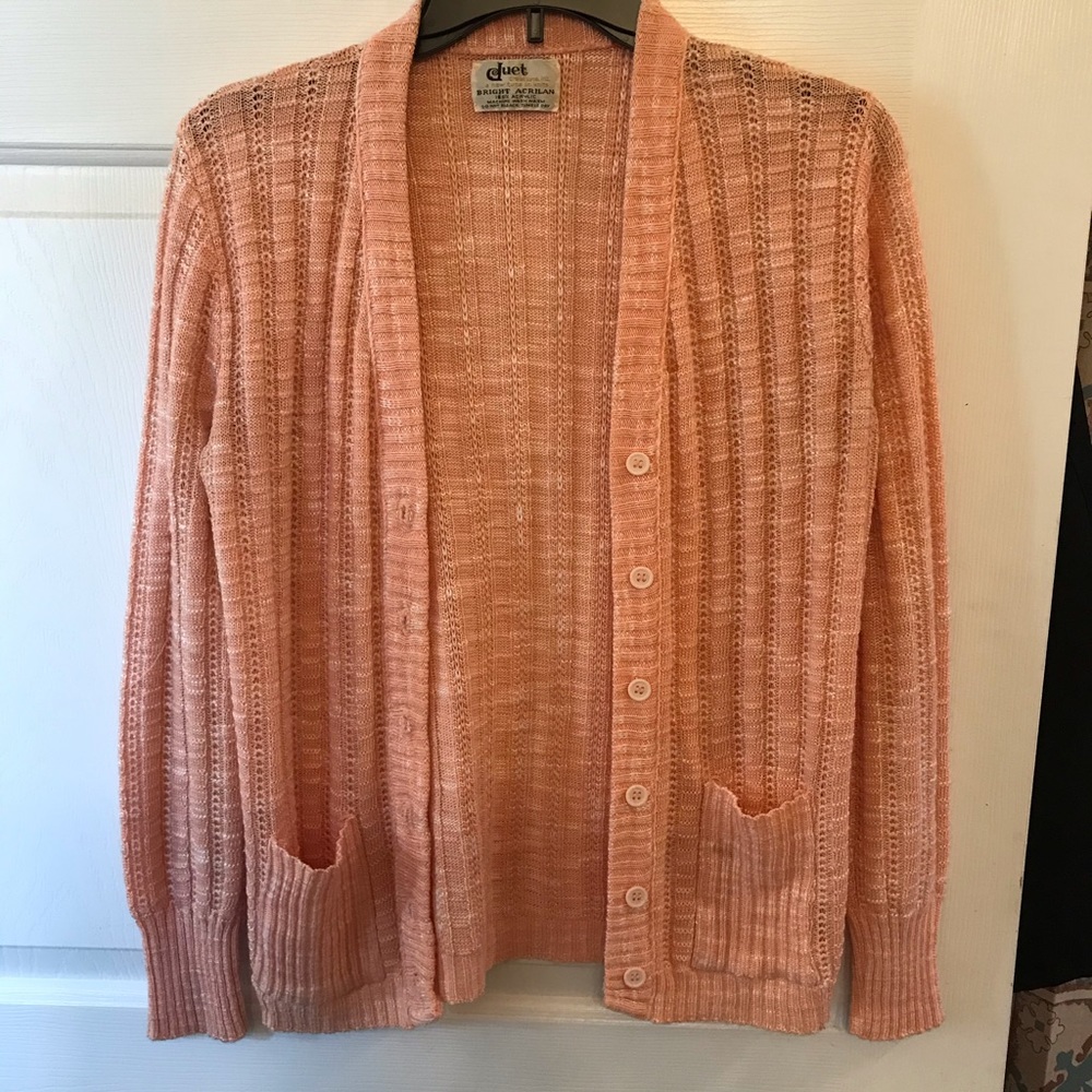 💘Pink acrylic knit button down cardigan sweater🧶